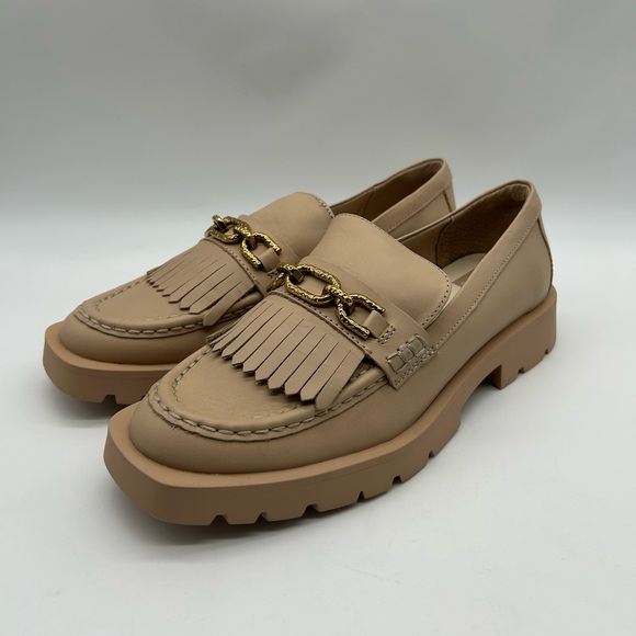 Dolce Vita ERNA Loafers Light Blush Leather Gold Chain Fringe 9.5 New With Box - Picture 5 of 11